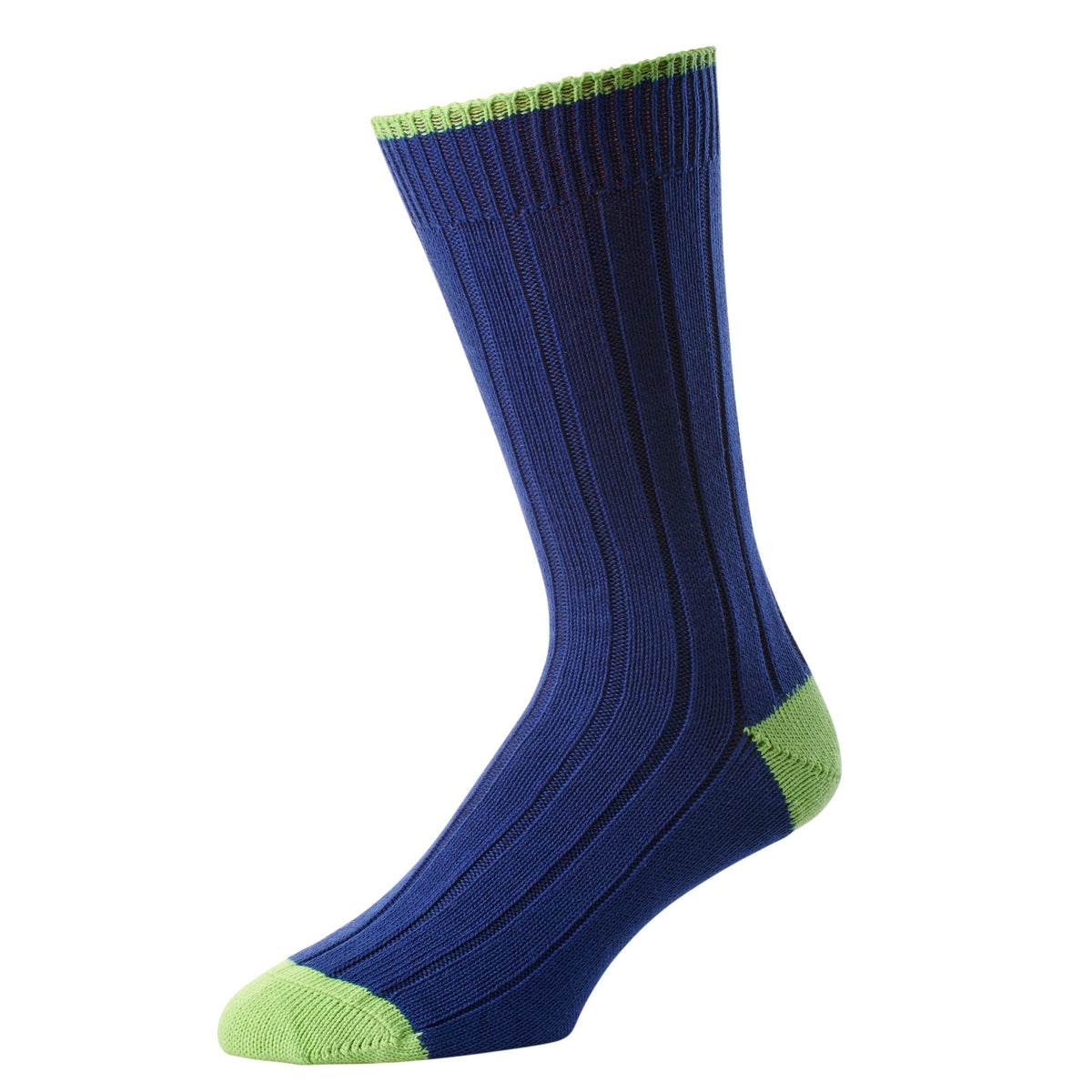 Blue Green Cotton Heel & Toe Socks