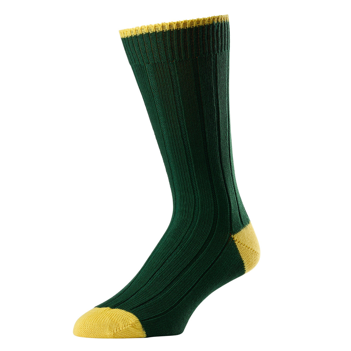 Green Yellow Cotton Heel & Toe Socks