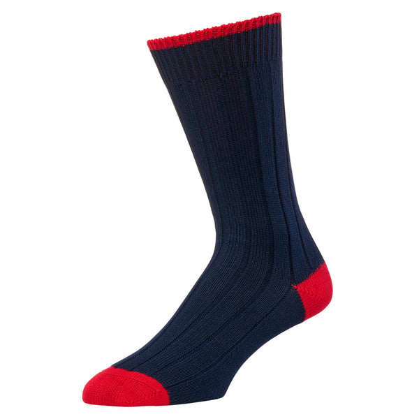 Navy and Red Cotton Heel & Toe Socks