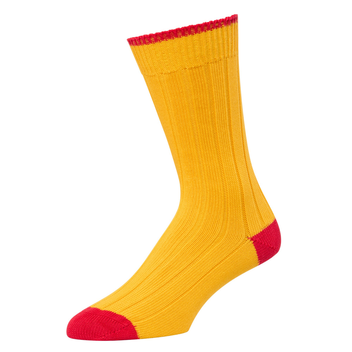 Yellow Red Cotton Heel & Toe Socks