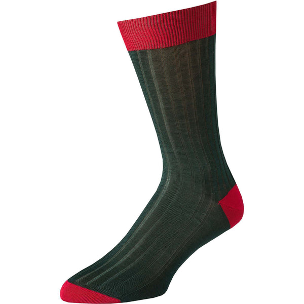 Bottle Green Cotton Lisle Kew Sock