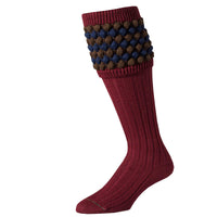 Wine Angus Bobble Top Shooting Stocking With Garter