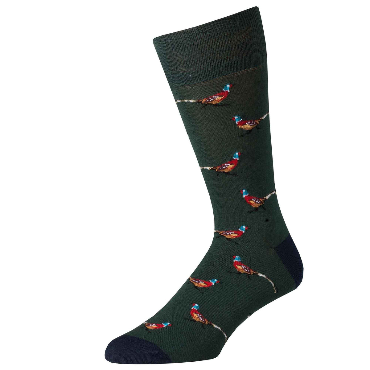Green Wild Pheasant Fine Sock