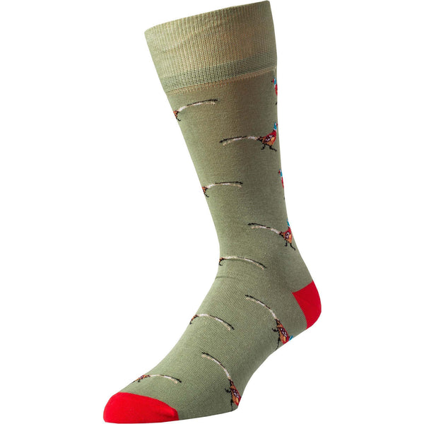 Olive Wild Pheasant Fine Sock
