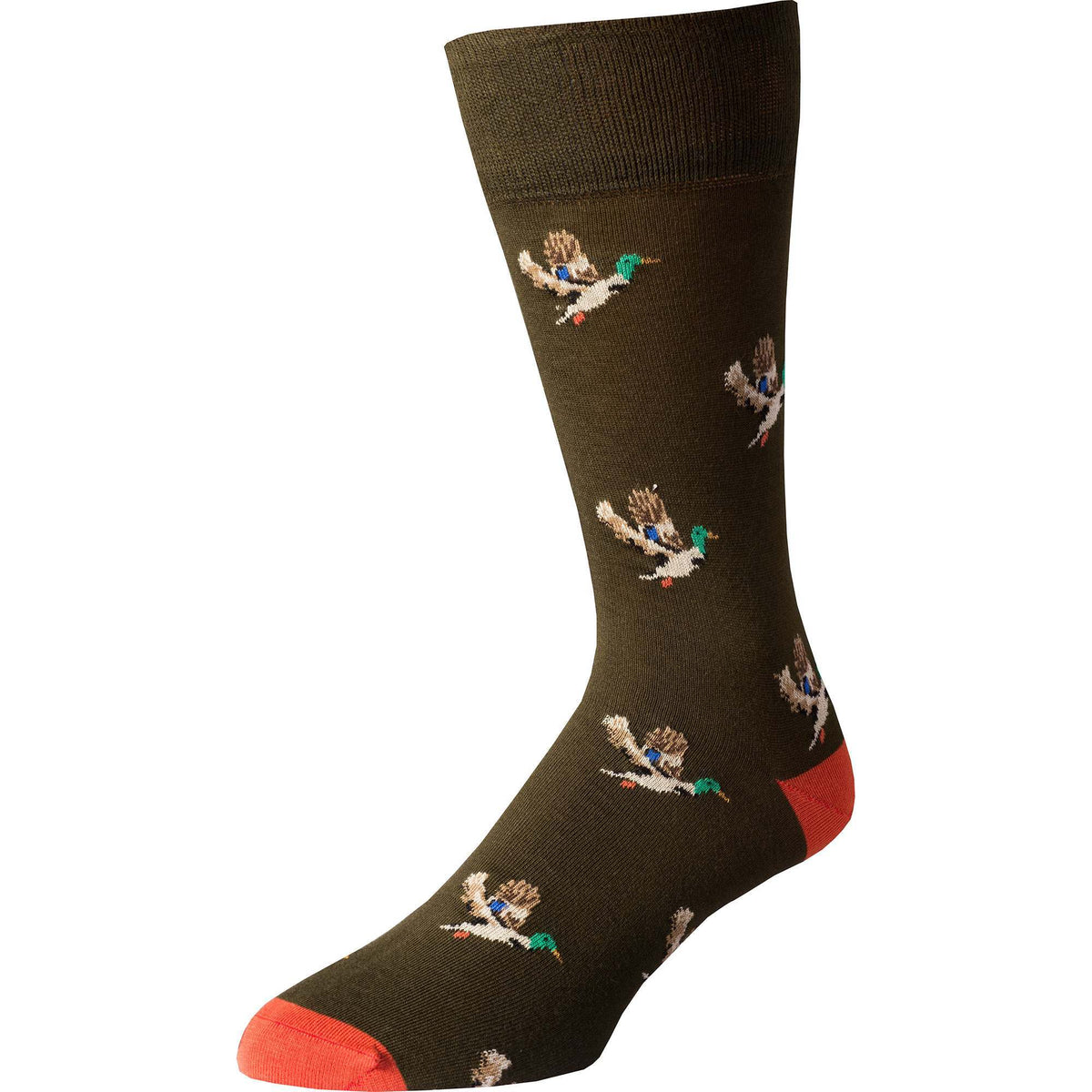 Brown Orange Flying Duck Fine Sock