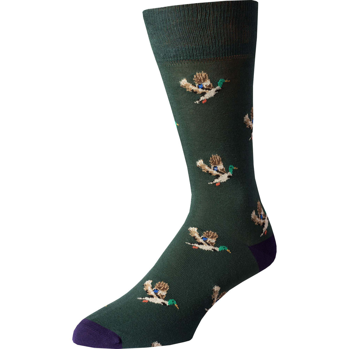 Green Purple Flying Duck Fine Sock