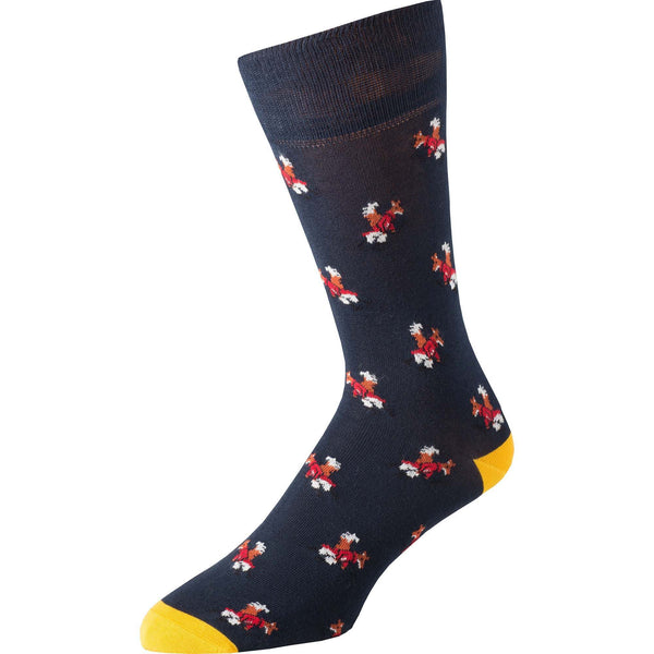 Navy Fox Fine Sock