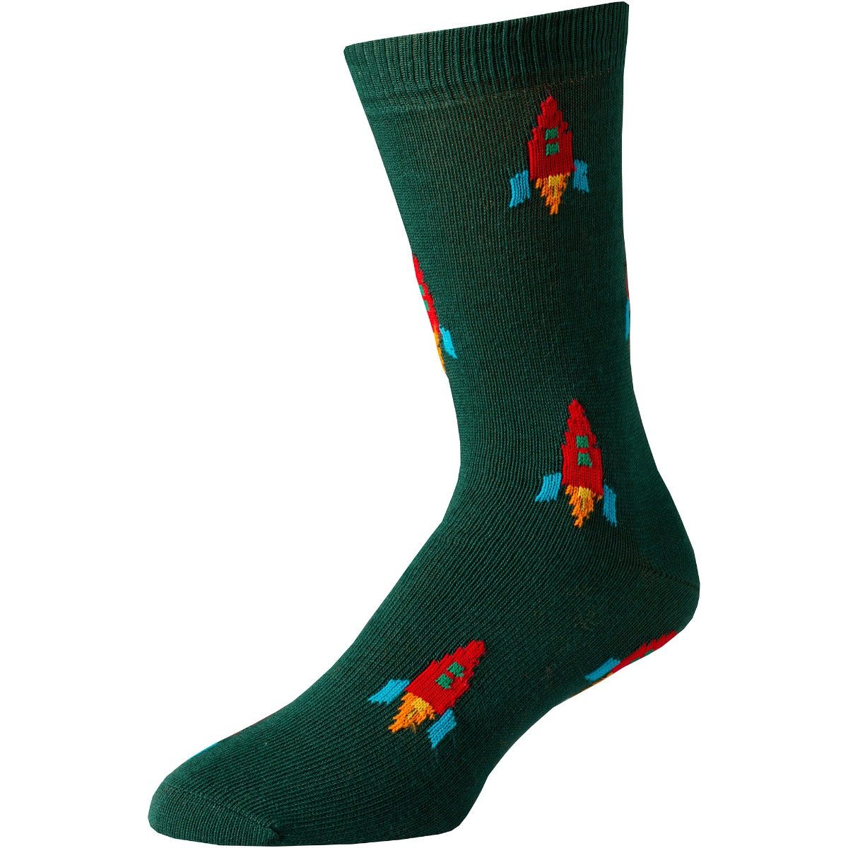 Green Moon Rocket Cotton Sock
