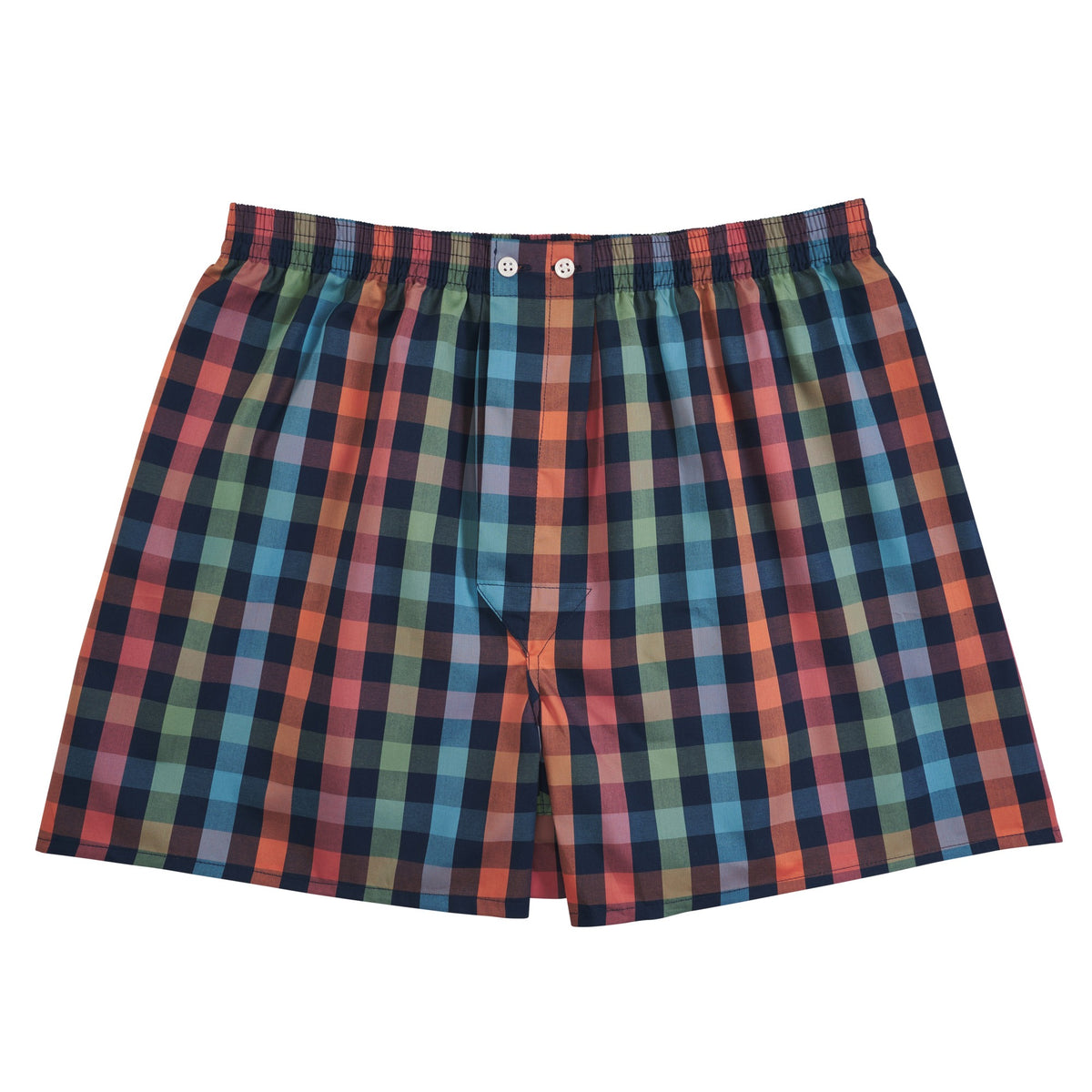 Green & Orange Check Bath Boxer Shorts