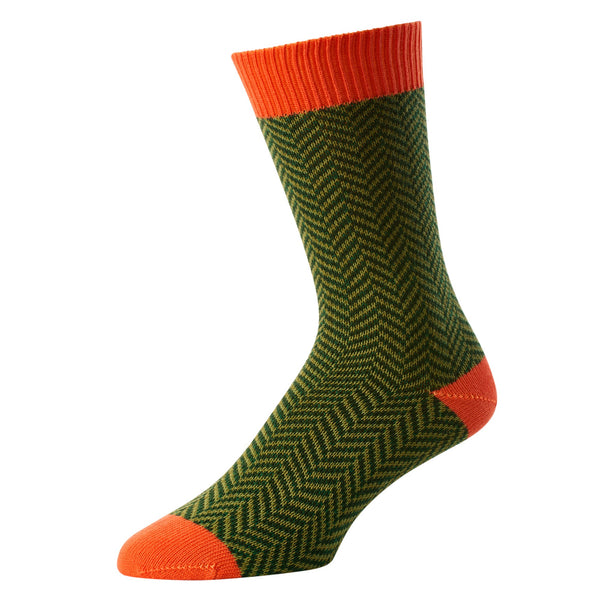 Green Wooster Herringbone Sock