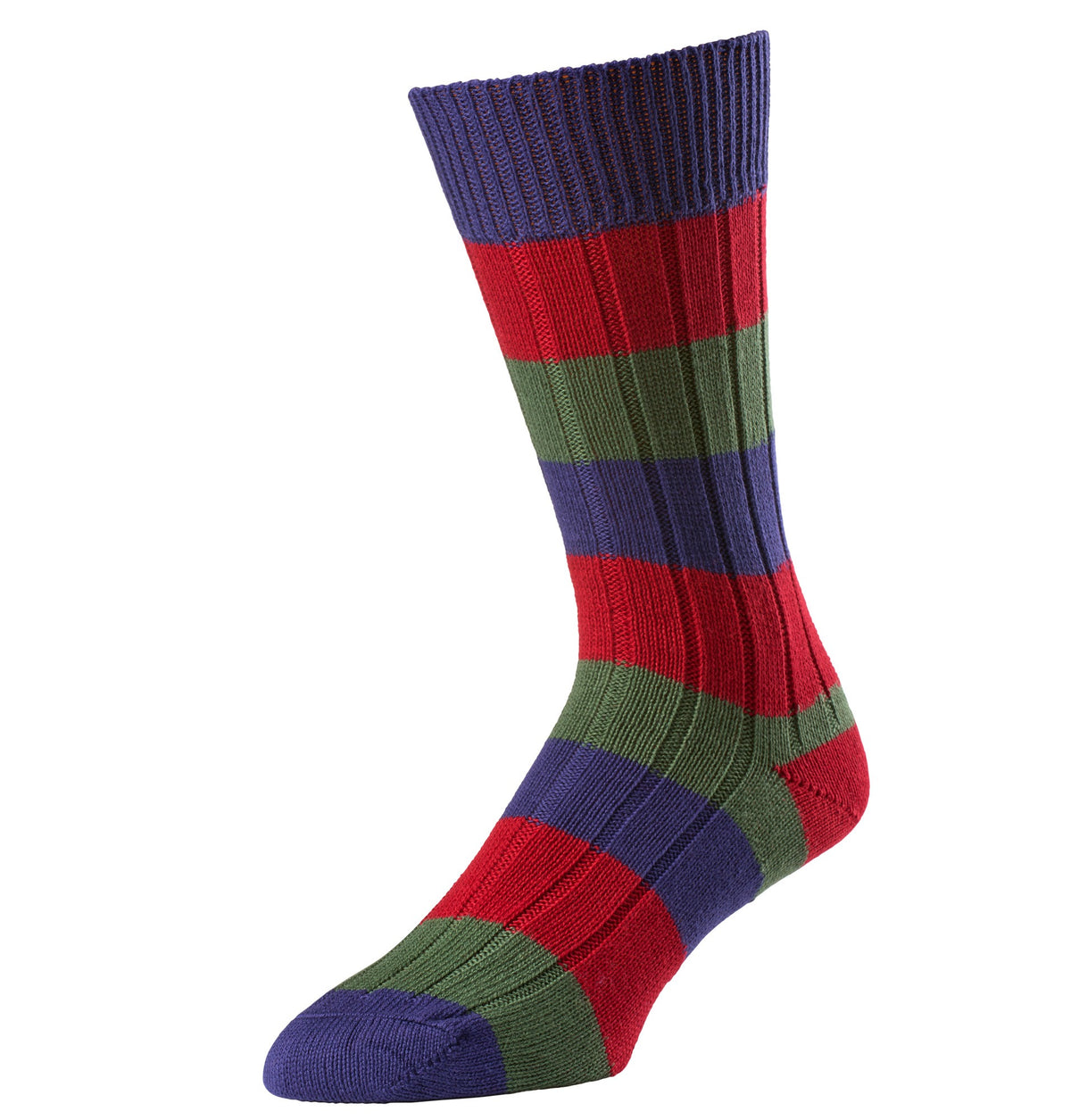 Olive and Garnet Harrow Stripe Sock