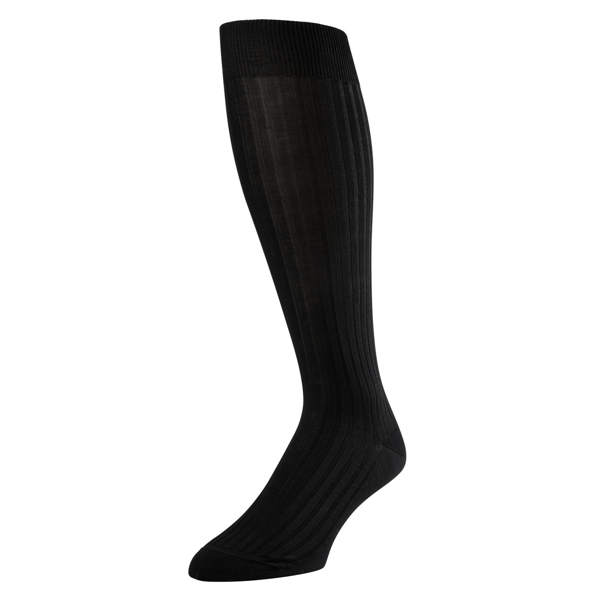 Below the Knee Black Piccadilly Rib Sock