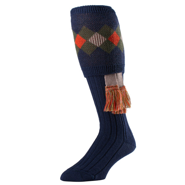 Navy Argyle Shooting Stocking