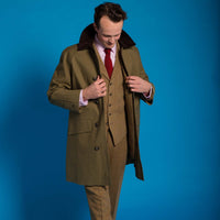 Khaki Huntsman Mackintosh with Corduroy Collar