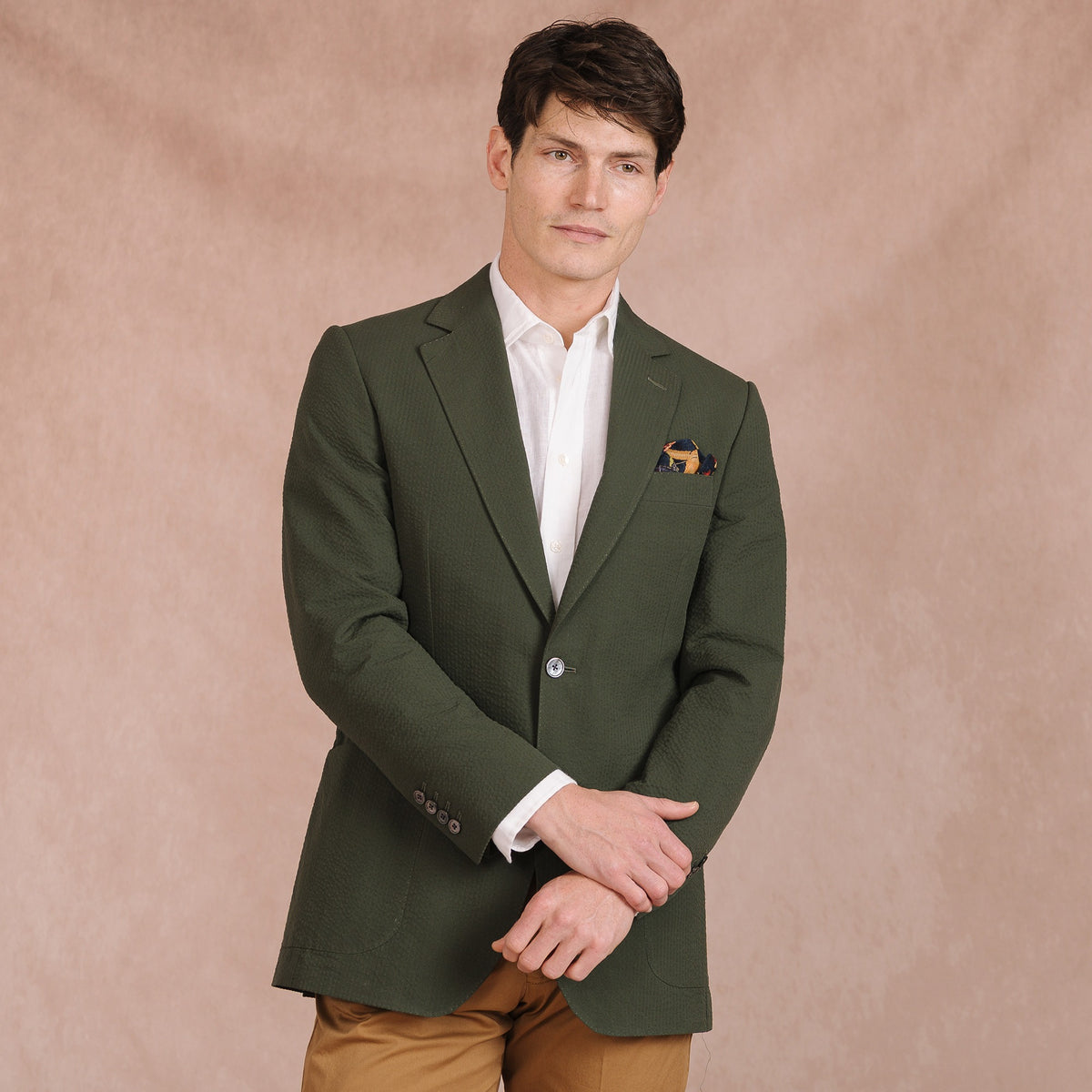 Olive Green Zetland Seersucker Jacket