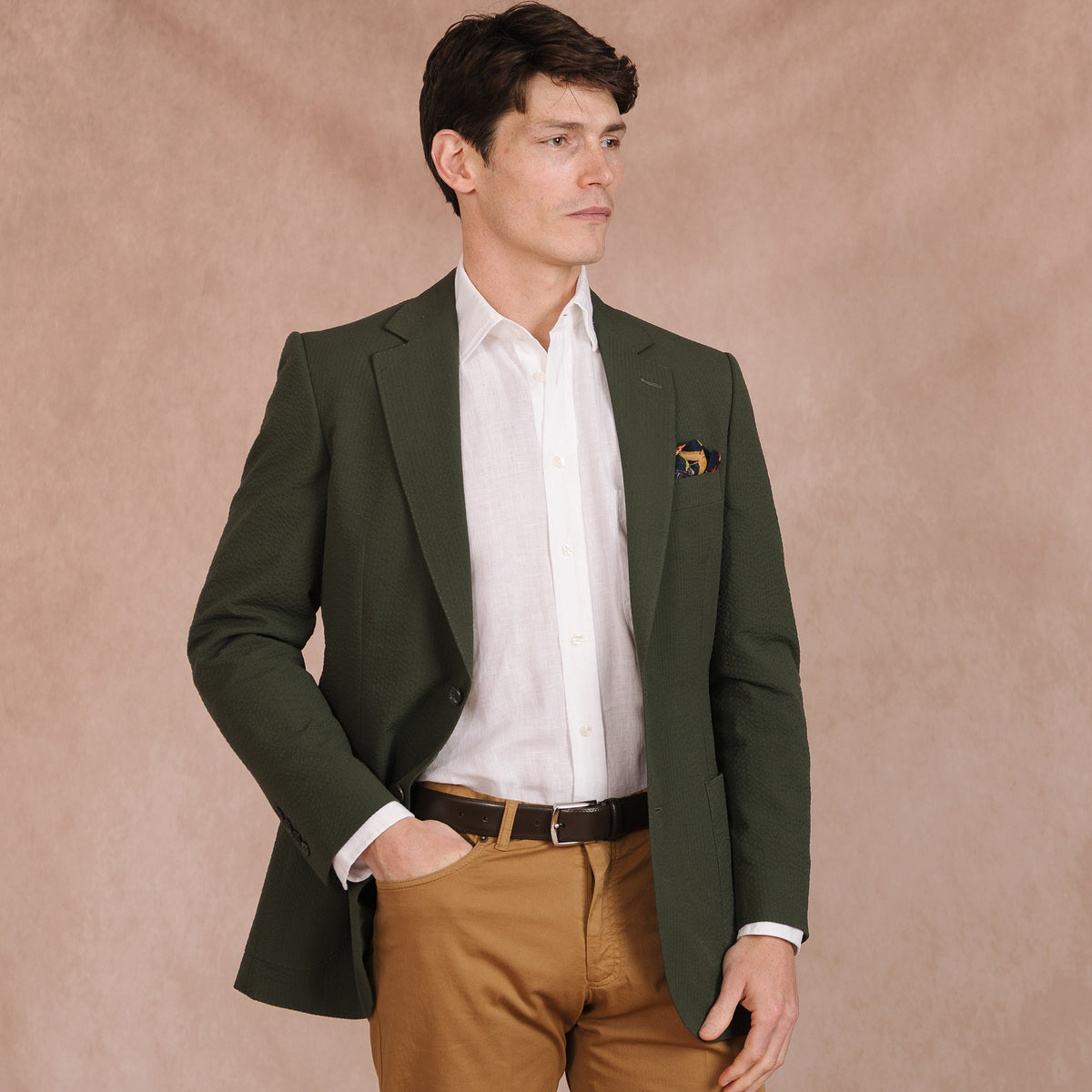 Olive Green Zetland Seersucker Jacket