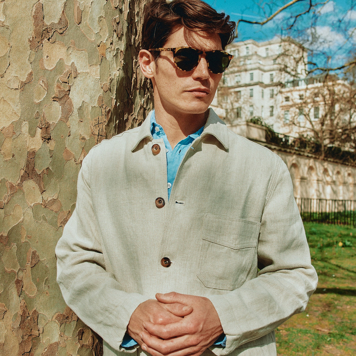 Cream Monty Keel Linen Chore Jacket