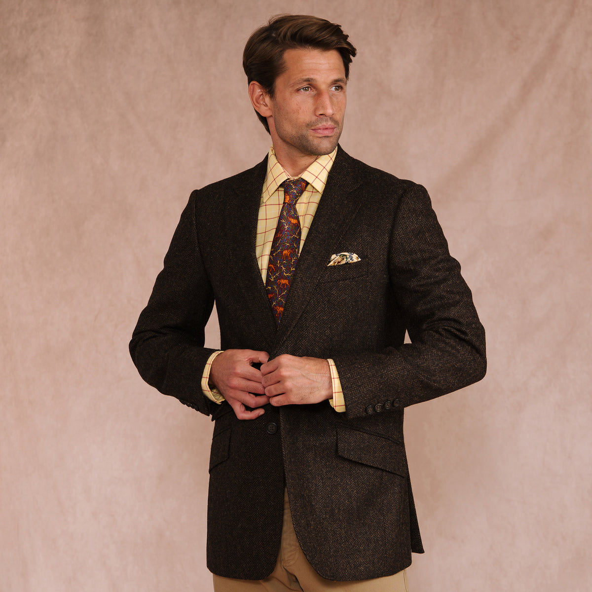 Chocolate Brown Haworth Herringbone Blazer
