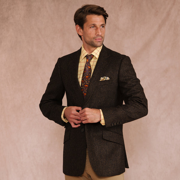 Chocolate Brown Haworth Herringbone Blazer