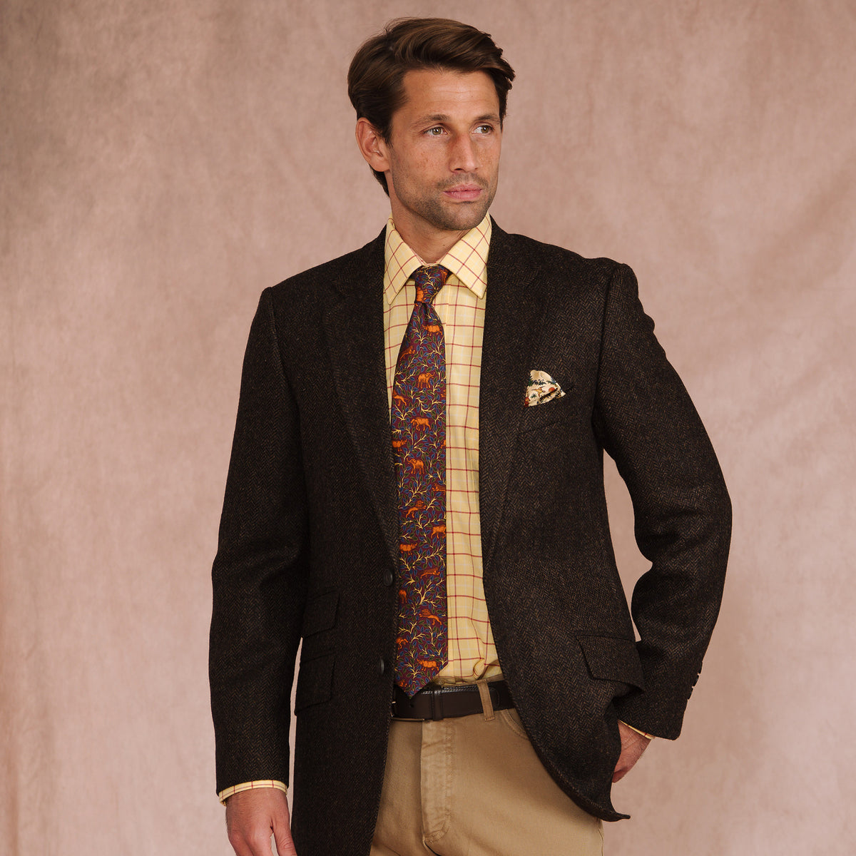 Chocolate Brown Haworth Herringbone Blazer
