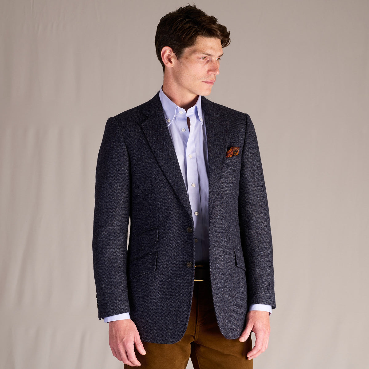 Navy Haworth Herringbone Blazer