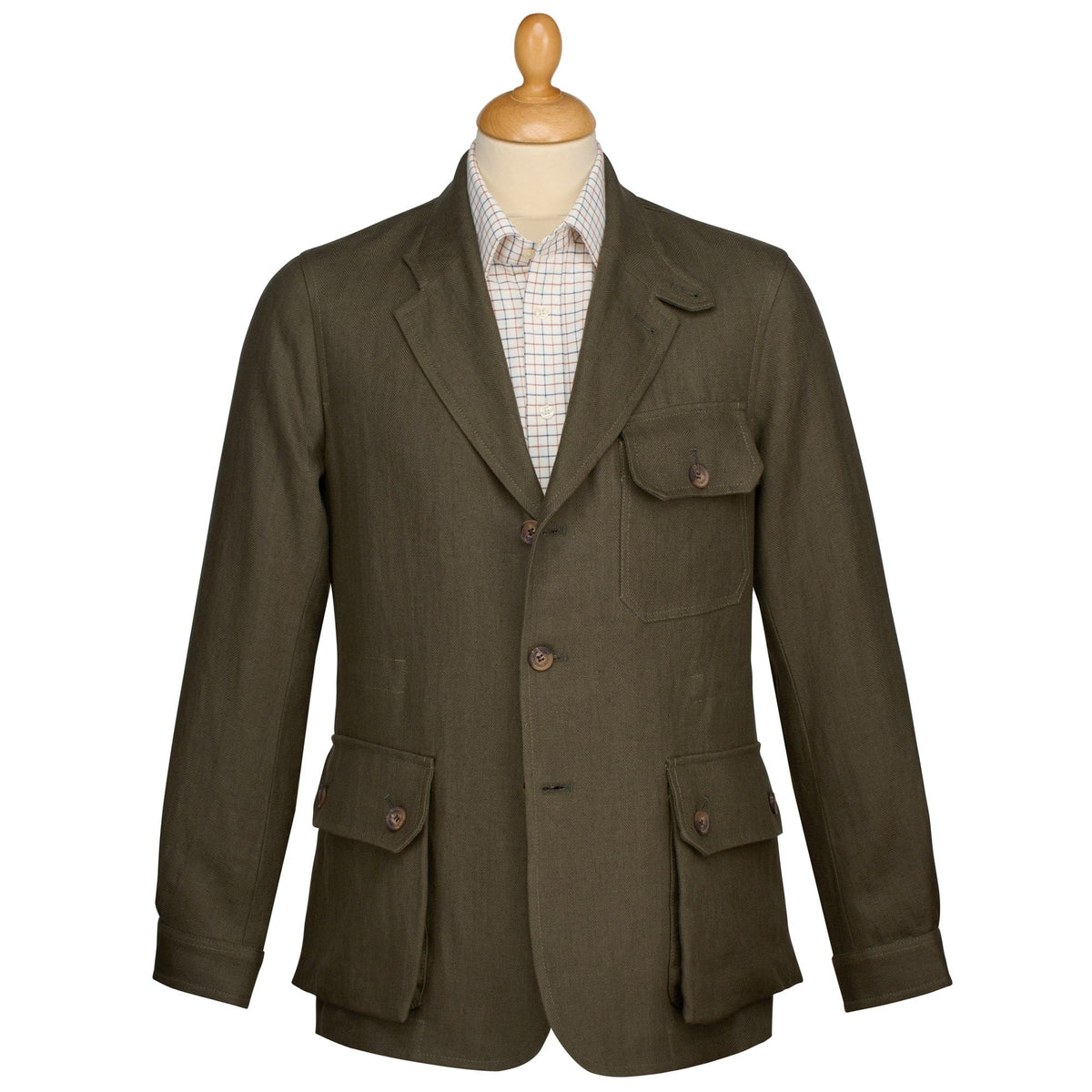 Olive Green Kemsing Linen Jacket