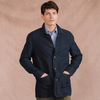 Navy Eirinn Linen Chore Jacket