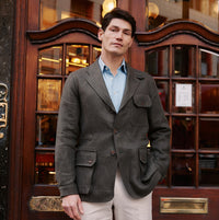 Olive Green Kemsing Linen Jacket