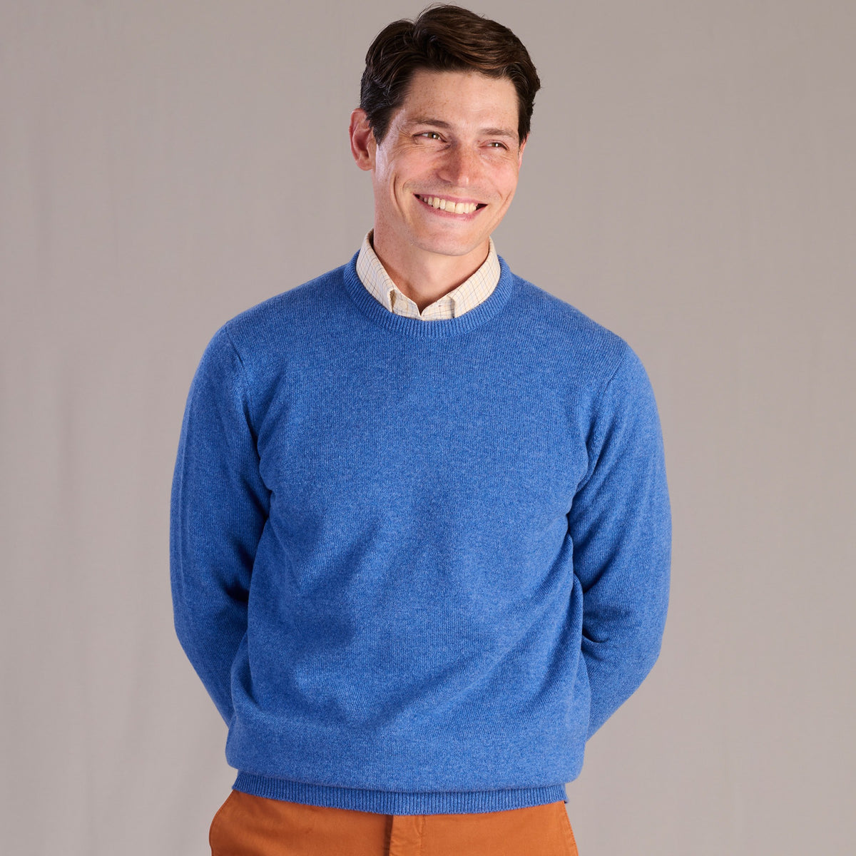 Aqua Blue Lambswool Crewneck Jumper