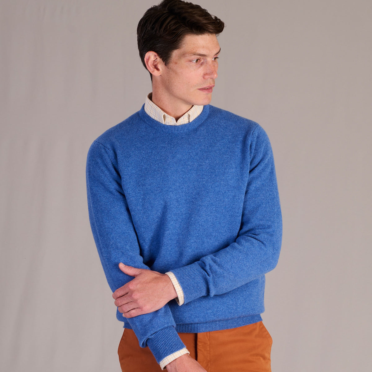 Aqua Blue Lambswool Crewneck Jumper