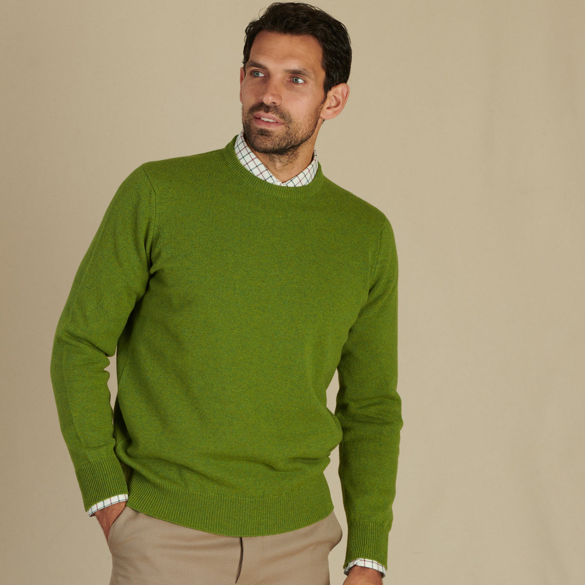 Floral Green Lambswool Crew Neck Jumper