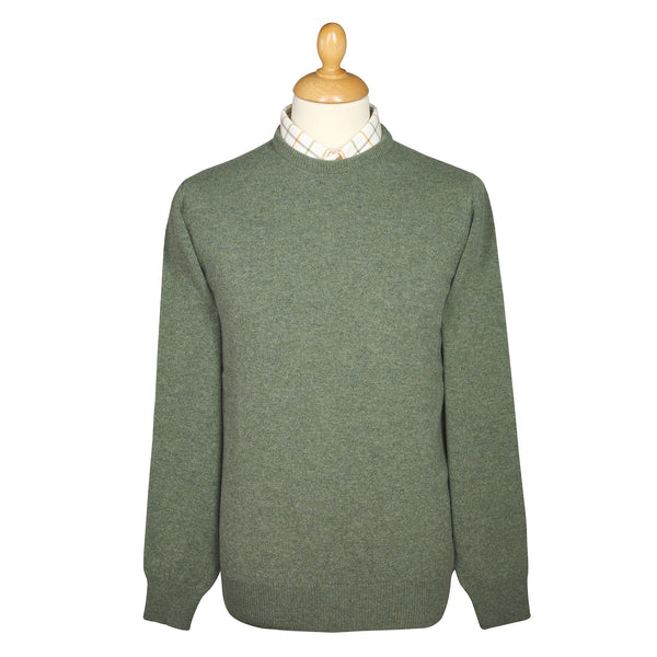 Moss Green Lambswool Crewneck Jumper