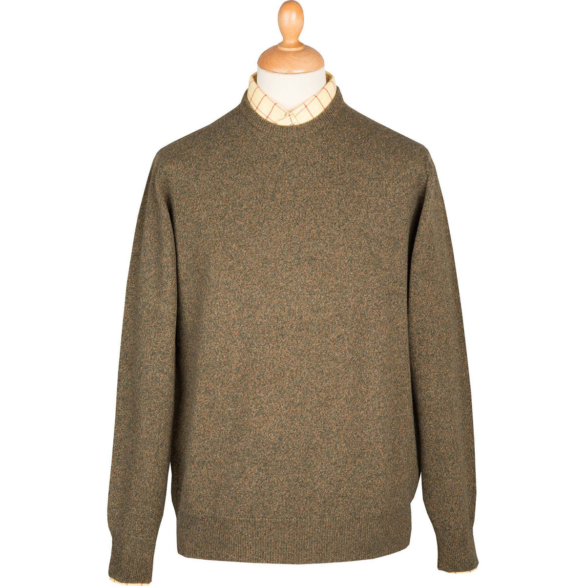 Green Marl Lambswool Crew Neck Jumper