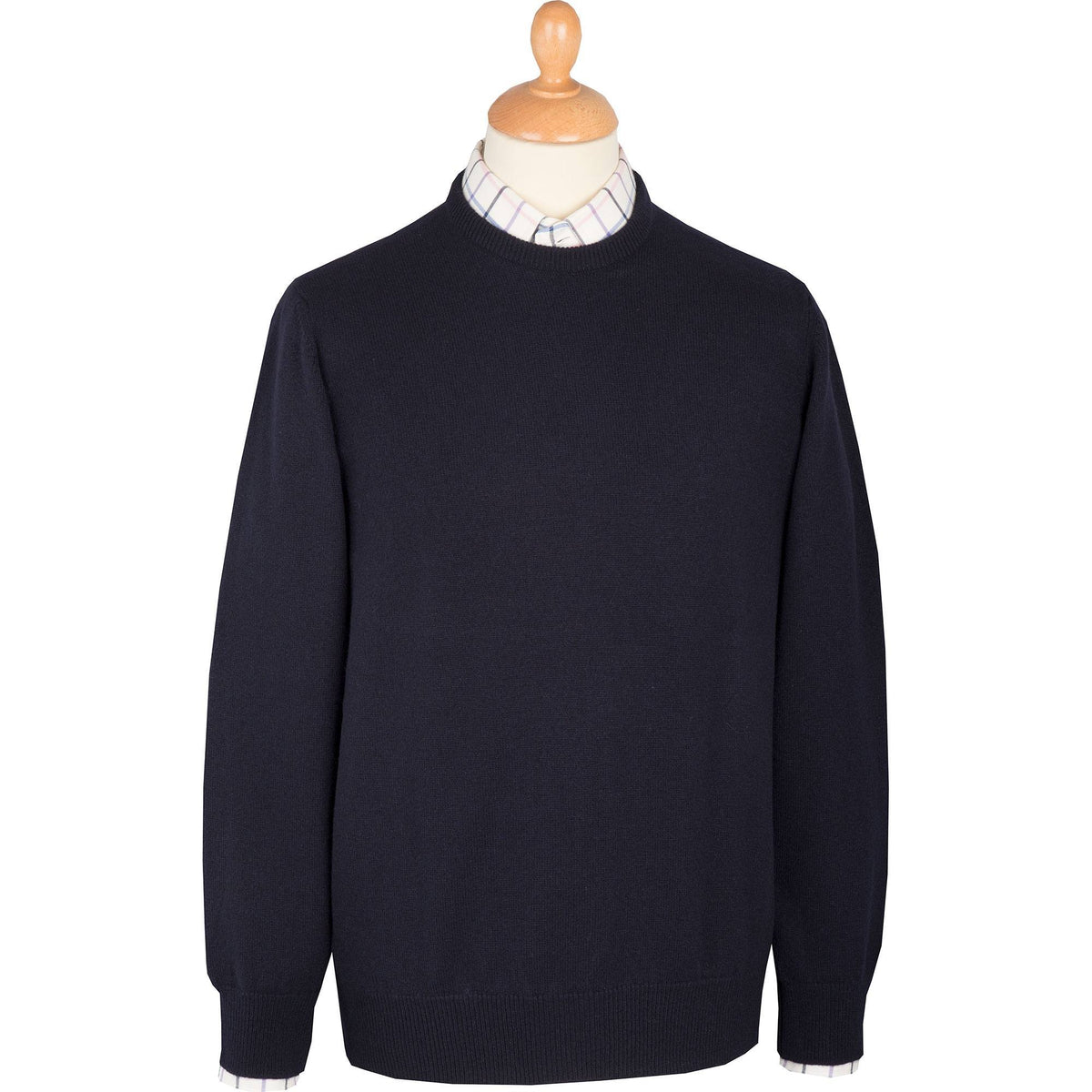 Navy Blue Lambswool Crewneck Jumper
