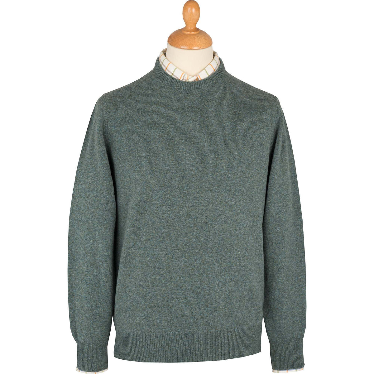 Sage Marl Lambswool Crew Neck Jumper