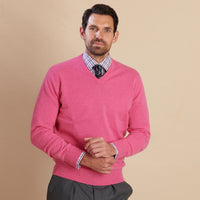 Candy Pink Lambswool V-Neck Jumper