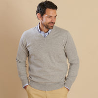 Light Grey Lambswool V-Neck Jumper