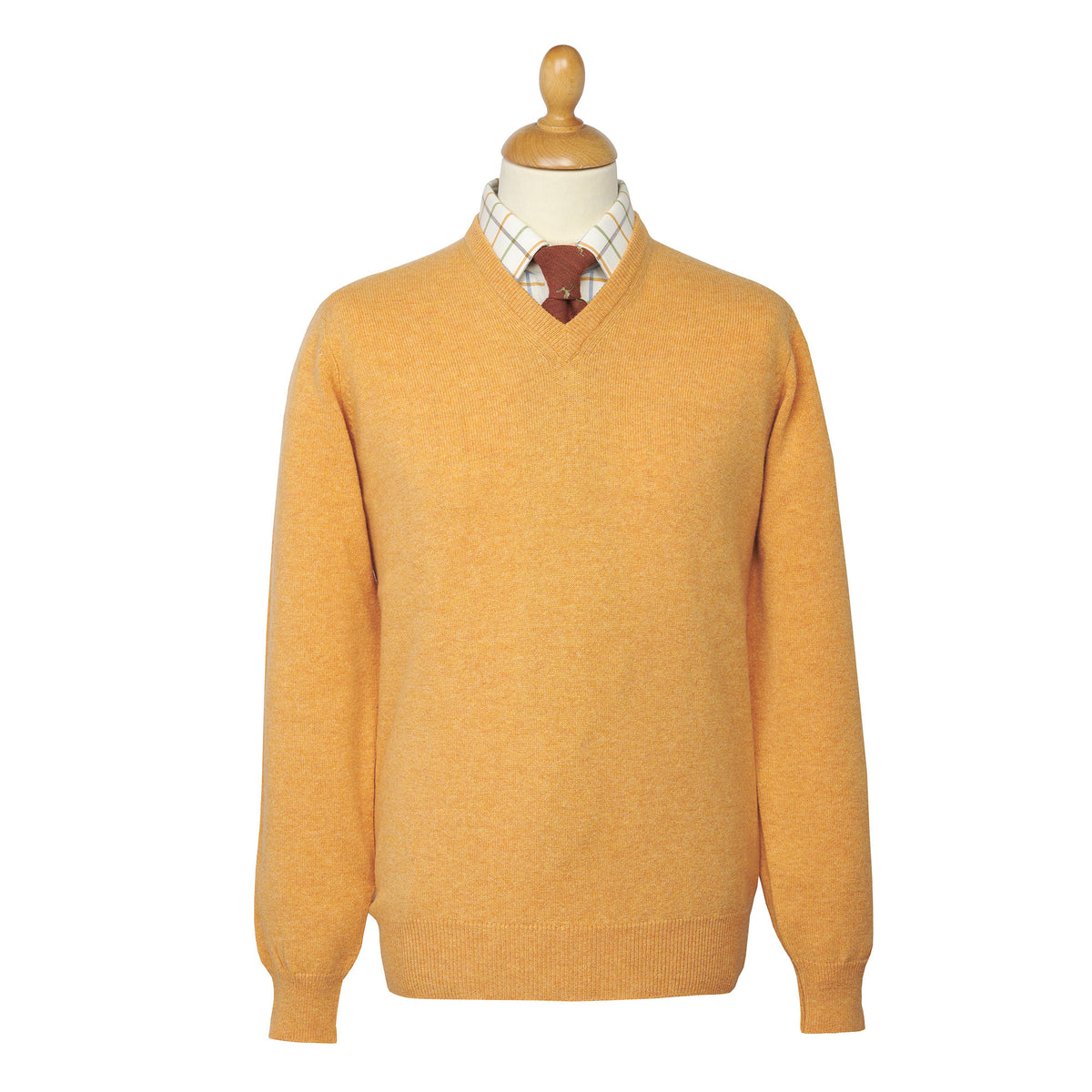 Orange Lambswool V-Neck Jumper
