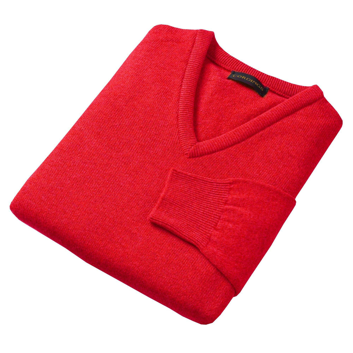 Red Lambswool V-Neck Jumper