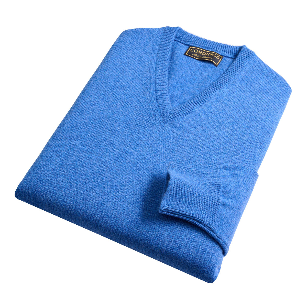 Aqua Blue Lambswool V-Neck Jumper