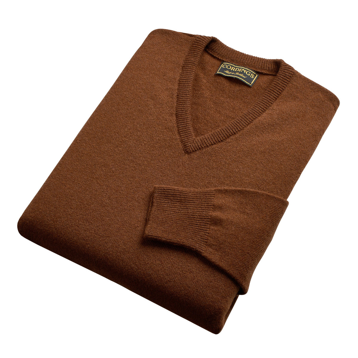 Brown Chestnut Lambswool V-Neck Jumper