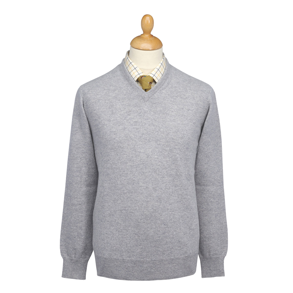 Light Grey Lambswool V-Neck Jumper