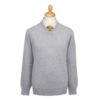 Light Grey Lambswool V-Neck Jumper