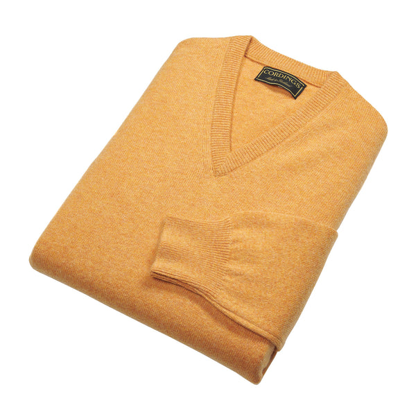 Orange Lambswool V-Neck Jumper