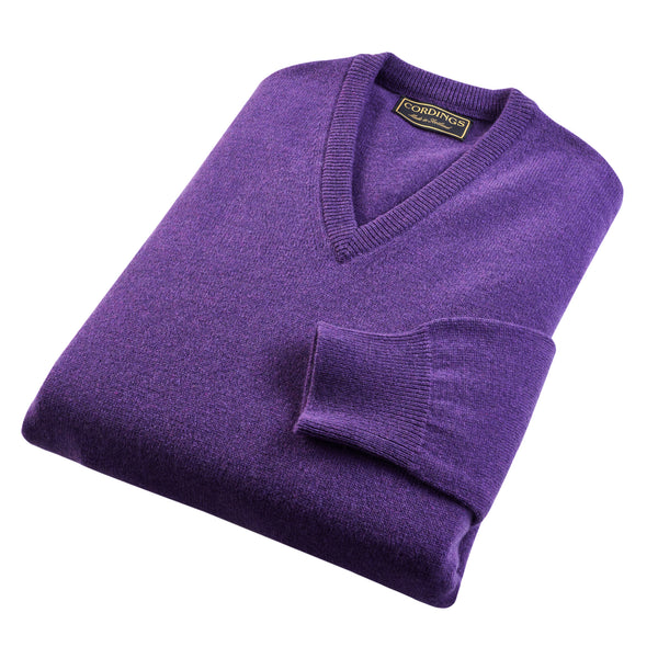 Deep Purple Lambswool V-Neck Jumper