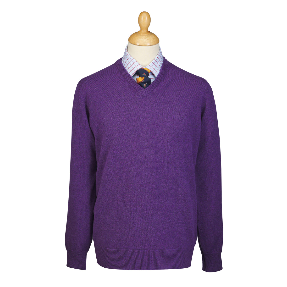 Deep Purple Lambswool V-Neck Jumper