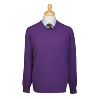 Deep Purple Lambswool V-Neck Jumper