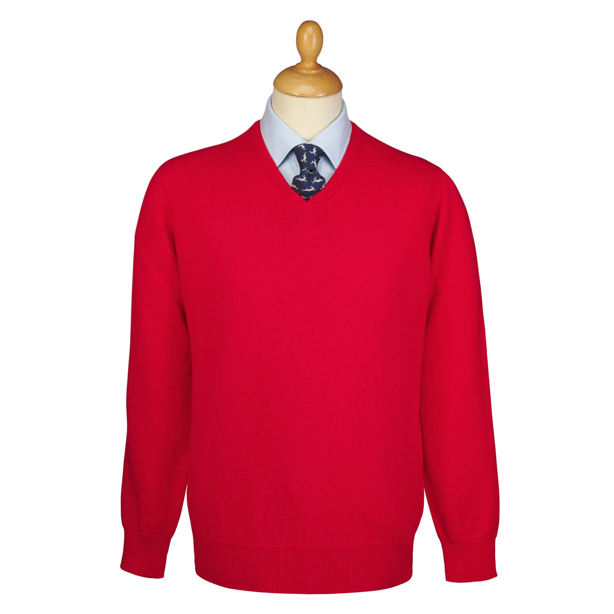 Scarlet Lambswool V-Neck Jumper