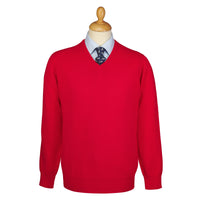 Scarlet Lambswool V-Neck Jumper