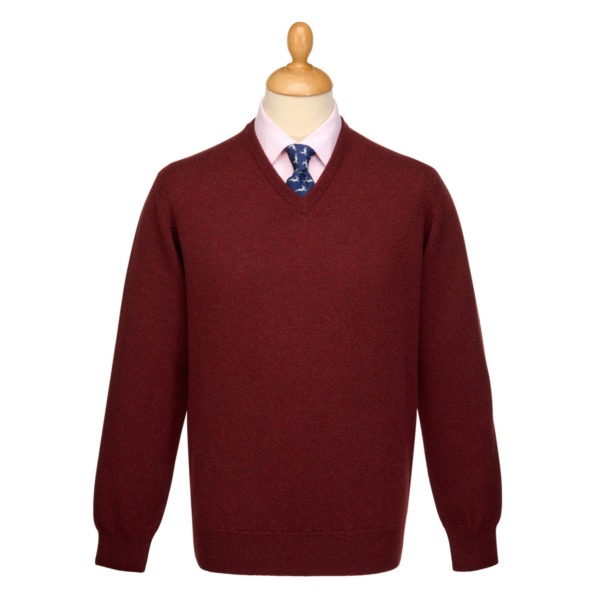 Russet Lambswool V-Neck Jumper
